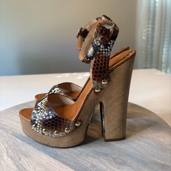 Alexandre Birman Exotic Crocodile Print Open Toe Platform Sandals US Size 9 - Picture 3 of 13